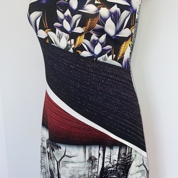 Clover Canyon  Dress White Orchids And Cityscape  Shift Nwot Excellent XS - Picture 3 of 8